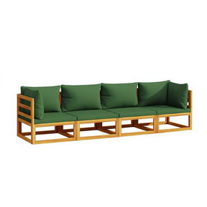 Set Lounge da Giardino Verde con Cuscini in Legno Teak, 4 Posti, Arredamento da Esterno Design Contemporaneo - Product Image 1