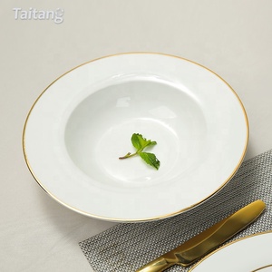 Bộ Đồ Ăn Bằng Sứ Cho Nhà Hàng, Bộ Đồ Ăn + Bộ Xương Mới Thanh Lịch, Có Viền Vàng - Product Image 4