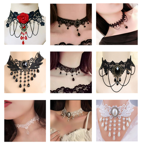 27 styles de colliers ras du cou en dentelle noire de style victorien gothique pour mariage, bals de promo, fêtes à thème vintage, défilés, carnaval de <span class=keywords><strong>Venise</strong></span> et d'Espagne - Product Image 3