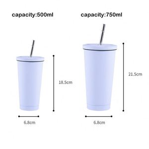 Custom Regular Tumbler with Straw Coated Vacuum Insulated Stainless Steel Tumbler Cups Coffee <b>Mugs</b> Travel <b>Mug</b> Stainless Steel - Product Image 4