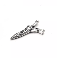 Charme de couteau miniature en acier inoxydable argenté antique pour homme vintage