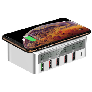 Cargador Rápido Inteligente Tipo C PD de 6 Puertos y 100 W, Inalámbrico de 15 W con Pantalla LCD para Teléfono, Salida Segura de 1.5 A, Compatible con Estándares AU/EU/US - Product Image 4