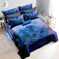 Parure de Lit de Luxe Numérique 3D Housse de Couette Motif Fleurs Roses Collections 100% Microfibre Imprimée Avec Taies d'Oreiller