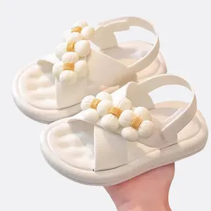 Toptan Velcroes sandalet çocuk özel tasarımcı moda çocuklar yaz terlik düz plaj sandaletleri kız için