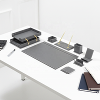 Ensemble de bureau de luxe en cuir PU, organiseur de bureau, accessoires de bureau, sous-verres en cuir, sets de table, organiseurs de documents