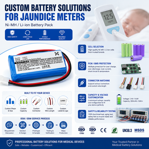 Batterie personnalisée pour jaunissemètre, <span class=keywords><strong>bilirubinomètre</strong></span>, <span class=keywords><strong>bilirubinomètre</strong></span> transcutané, Ni-MH, Li-ion, OEM, ODM - Product Image 3