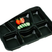 Boîte à lunch Offre Spéciale jetable en plastique boîte à lunch noire enfants école une couche étanche boîtes à lunch pour écoliers