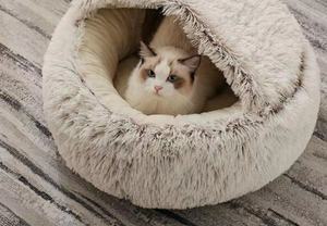 Hyra, gran oferta, piel sintética personalizada, cómoda, lavable, de lujo, esponjosa, cueva de felpa, camas para perros con capucha, cama redonda para mascotas para perros - Product Image 6