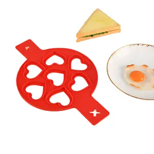 Alat memasak silikon cetakan telur 7 cetakan mini, panci pembuat pancake untuk anak-anak