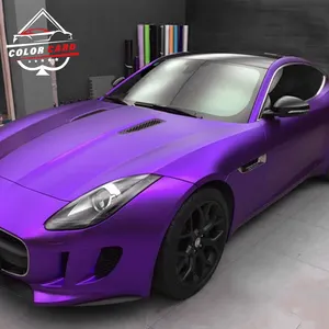 Self Adhesive Car Wrap Matte Chrome Purple Brushed Ice Vinyl Film With Bubble Free Car Wrapping Sticker Film