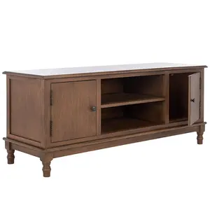 Customized Wholesale Brown Wood Media Flatscreen TV Stand with door and shelf