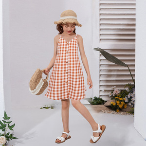 Pakaian Kotak-kotak Keluarga Ibu Anak Perempuan Pakaian Ibu dan Anak Keluarga Terlihat Pakaian Bersalin Ukuran Besar Slip Dress