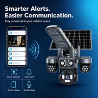 Caméra de sécurité WiFi PTZ sans fil, alimentée par énergie solaire, étanche V380 Pro, caméra extérieure IP66 avec éclairage LED de rue, alerte, vision nocturne