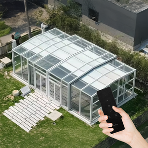 Jardin extérieur Patio Cour Aluminium <span class=keywords><strong>Solarium</strong></span> Serre <span class=keywords><strong>Automatique</strong></span> Rétractable Coulissant Verre Trempé Enceintes de Salle Véranda - Product Image 1