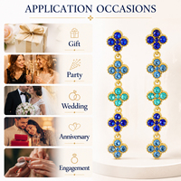 Anting-anting Kristal Clover Multiwarna Mewah Ringan, Baja Anti Karat Lapis Emas 18K PVD, Anting-anting Tennis Pelangi, Perhiasan untuk Wanita