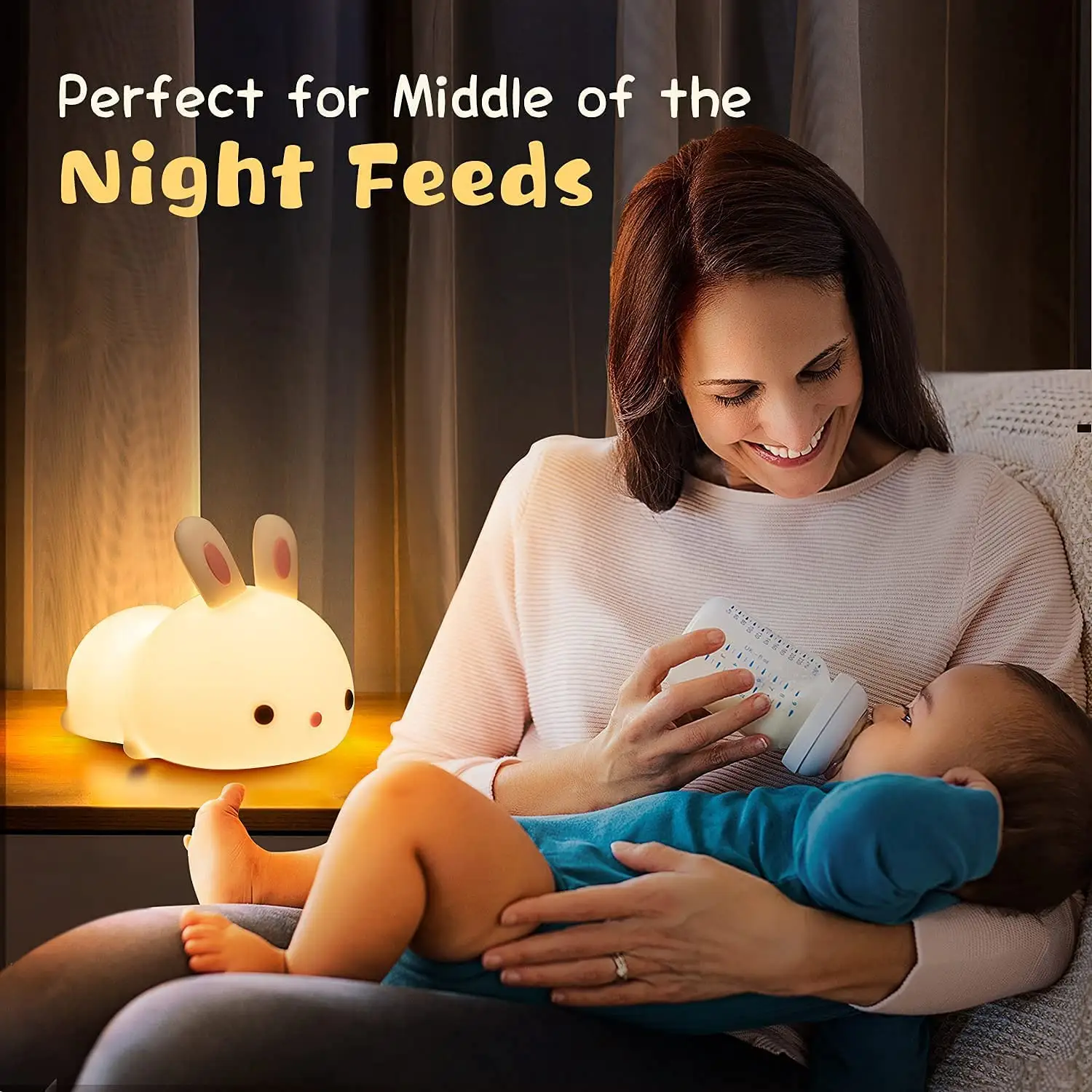 귀여운 토끼 침실 테이블 램프 귀여운 별 야간 조명 어린이 크리스마스 선물 어린이 USB 충전식 MINI LED 아기 야간 조명
