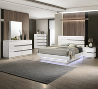 Ensemble de meubles de chambre à coucher en bois assemblé moderne et brillant, 5 pièces, avec rangement, lits Queen/King Size et table de chevet