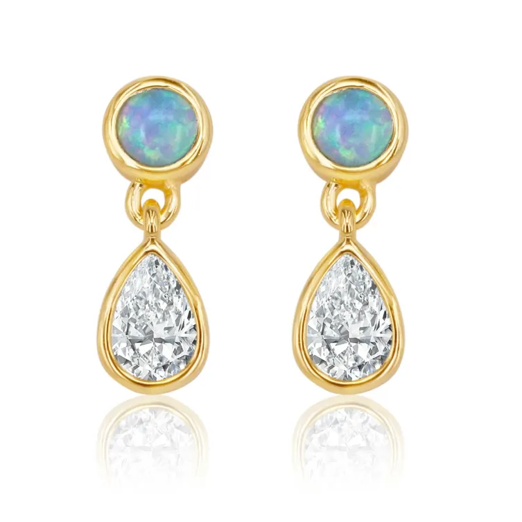 Mücevher moda takı en son koleksiyon armut kesim opal zümrüt çiviler küpe kadın