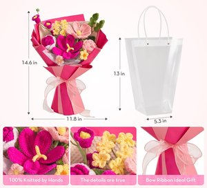 Cadeau d'anniversaire créatif, bouquet en fil crocheté à la main, produit fini, saison de la remise des diplômes, pour les filles, les amies, les professeurs - Product Image 2