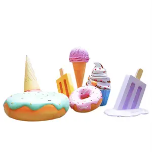 Dekorasi Toko Makanan Penutup Palsu Es Krim Popsicle Donat Besar Fiberglass Patung Prop