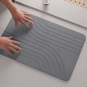 Tapis de bain ultra-absorbant à motif ondulé en terre de diatomée, antidérapant et séchage rapide pour salle de bain et cuisine - Product Image 4