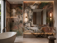 Dalle de quartzite Volupia Maestro polie, incurvée, pour plateau de table à manger, comptoir cascade, panneau mural de douche, dessus de meuble-lavabo