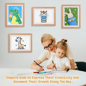 Cadre d'art pour enfants en bois massif à ouverture frontale, cadre d'affichage d'œuvres d'art pour enfants modifiable, rangement mural, décoration murale, cadres à dessin - Product Image 6