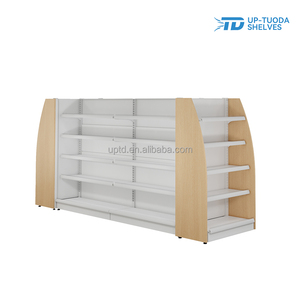 Góndola de <span class=keywords><strong>Farmacia</strong></span> de Alta Resistencia con Panel Trasero Ranurado de Doble Cara, Plataformas de Madera Contrachapada de 6 Niveles y Soportes de Etiquetas Acrílicas - Product Image 1