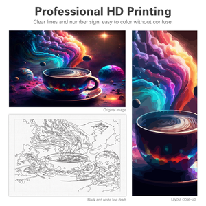 Starter kit per adulti regalo da parete arte cornice 40x5 cm/16x20 pollici pittura con numeri caffè da colorare paesaggio stile Europa - Product Image 5