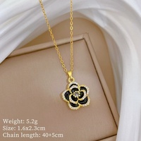 Nouvel ensemble de bijoux de luxe en acier inoxydable 316L avec pendentif rose noire et boucles d'oreilles pour femme, idéal pour le quotidien et les fêtes, parfait comme cadeau.