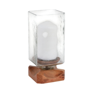Wood And Glass <b>Candle</b> Holder <b>Hurricane</b> Contemporary Pillar Candlestick For Dining Table Centerpieces - Product Image 2