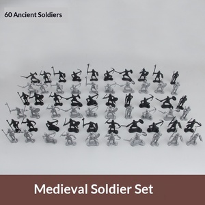 Ensemble de 60 figurines de soldats médiévaux statiques transfrontaliers, modèle ancien, en <span class=keywords><strong>plastique</strong></span>, <span class=keywords><strong>jouet</strong></span> de guerre militaire - Product Image 3