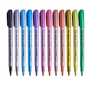 Stylo marqueur dur double 12 couleurs à base d'eau pour dessiner et peindre Largeur 10mm pour l'artisanat d'art métallique Encre permanente pour l'écriture sur tissu - Product Image 1