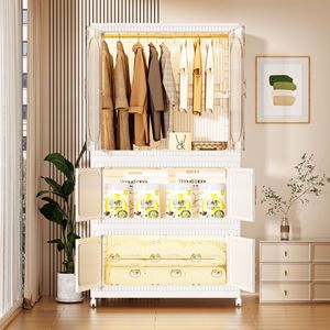 Portable Wardrobe Clothing Organizer Standing Type Rectangle No Installation Required For Bedroom Storage Cabinet HX 88105 88120 - Product Image 3