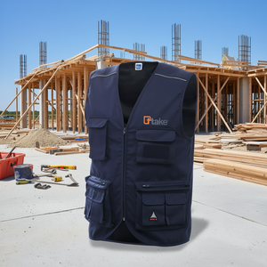 Ttake Summer Multi Pocket <b>Vest</b> Workwear XL <b>Grey</b> - Product Image 3