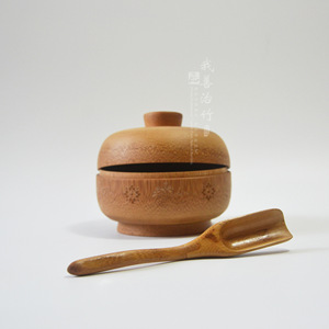 Bamboo Storage Jar With Lid 11-12*10cm Carbonized Coffee Color For Fruit Snack Candy Storage - Product Image 3