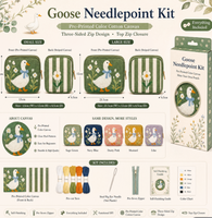 Kit de Broderie Point de Croix Sac de Maquillage, Guide de Couleurs DIY, Pochette à Fermeture Éclair en Toile à Trois Côtés à Finition Autonome, pour Adolescents