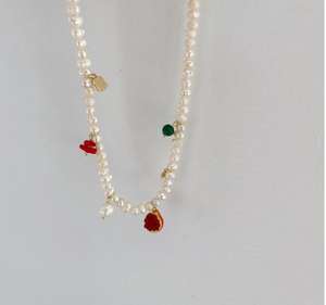 Collar <span class=keywords><strong>de</strong></span> Perlas <span class=keywords><strong>de</strong></span> Agua Dulce Auténticas con Cuentas <span class=keywords><strong>de</strong></span> Colores Dulces y Frutas para Niñas, Joyería Jietao - Product Image 6