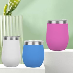Gobelet à vin portable incassable de 12 oz pour le camping en plein air, en acier inoxydable à double paroi, thermos sous vide, tasse de voyage en forme d'œuf - Product Image 2