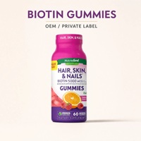 Complément Alimentaire Végétalien OEM/ODM Biotine 5000mcg Gummies Cheveux Peau Ongles Saveur Fruitée 60 Unités