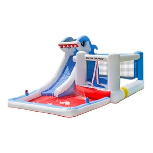 Casa de rebote inflable con tema de tiburón a precio de fábrica con soplador de PISCINA DE BOLAS, casa de salto inflable de tela Oxford, castillo hinchable - Product Image 1