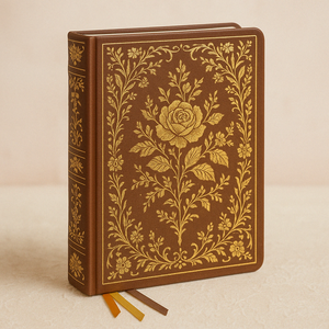 Cuaderno Vintage de Cuero A5 con Cubierta Floral en Dorado, Marcapáginas de Listón y Adorno Metálico - Product Image 5