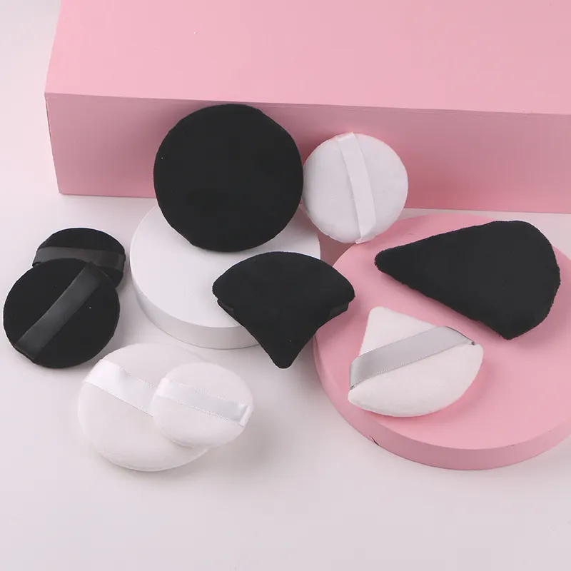 Wholesale Round shape Cosmetic Cotton Makeup foundation face use powder puff private label