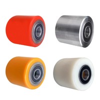 Roues en polyuréthane PU/Nylon jaunes, type plat, roulement à billes, bande de roulement ferme, résistance à l'usure, usage intensif, pour chariots élévateurs manuels et électriques