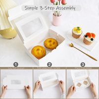Boîte à cupcakes à fenêtre 2 compartiments en carton blanc avec insert transparent, support de présentation pour cupcakes, boîte à muffins, vente en gros