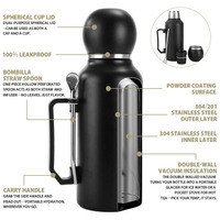 Nouvelle gourde isotherme en acier inoxydable de 1300 ml, ensemble moderne de gourde à yerba mate, bouteille de football, pot à eau avec bombilla
