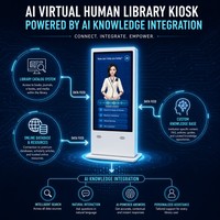 Quiosco Interactivo con IA para Bibliotecas Públicas, Reconocimiento de Voz en 30 Idiomas, Guía Inteligente con Pantalla Táctil Capacitiva para Uso en Ascensores