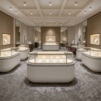 Vitrine de luxe personnalisée pour bijoux avec dessus en verre incurvé, éclairage LED et base verrouillable pour la vente de montres et de bijoux, armoire à bijoux