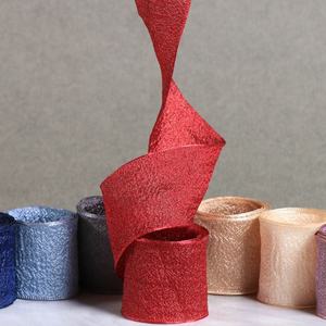 Bouquet de mariage fait main, ruban de <span class=keywords><strong>gaze</strong></span> à bords gaufrés, <span class=keywords><strong>double</strong></span> face, tissu voile 100% polyester pour décorations - Product Image 6