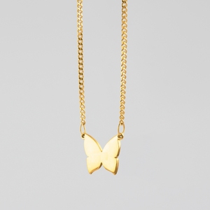 Ispirare all'ingrosso piccola farfalla minimalista a quattro foglie collana pendente da donna in acciaio inox di alta qualità oro impermeabile regalo - Product Image 1